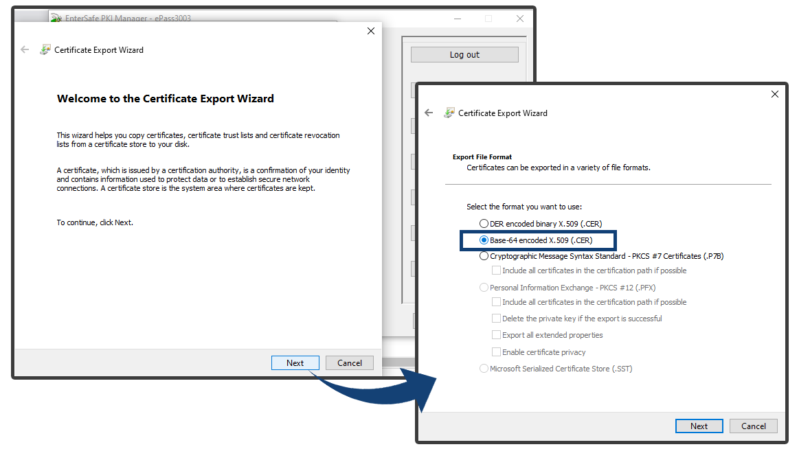 تنظیمات دریافت کلید عمومی از کلید سخت افزاری